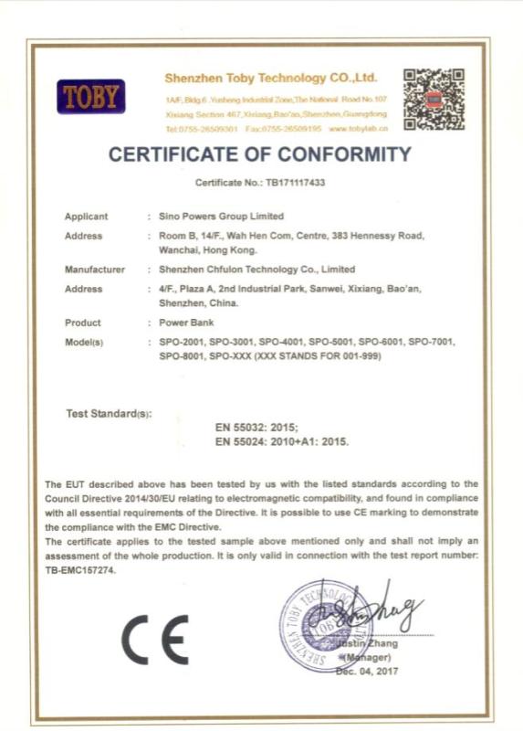 CE - Shenzhen Sinopowers Technology Limited