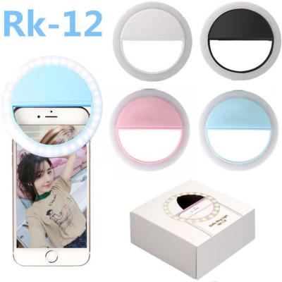 China Customized LOGO Service RK12 Mobile Phone Selfie Ring LED Light Rechargeable Removable Selfie Light Fill Light Customized for sale