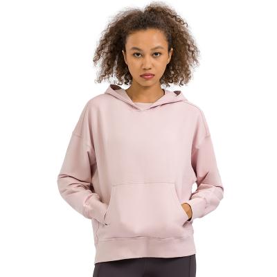 China New Arrivals QUICK DRY Solid Color Loose Sweatshirt Cotton Yoga Fitness Clothing Women Long Sleeve Sweatshirt Hoodie Sweater for sale