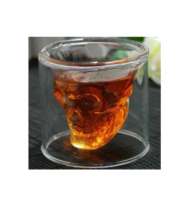 China Modern Halloween Borosilicate Shaped Double Wall Wine Whiskey Shot Glass Mug for sale