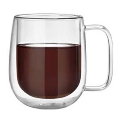 China Sustainable Transparent Borosilicate Glass Double Wall /colored Glass Coffee Mug for sale