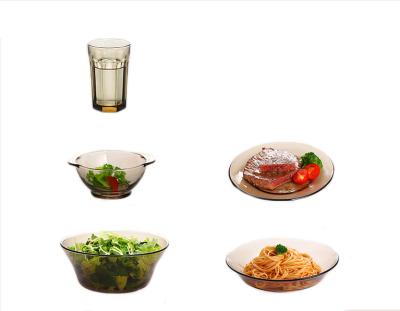 China Sustainable Wholesale High Quality New Design Glass Tableware Clear China Glass Dinnerware for sale