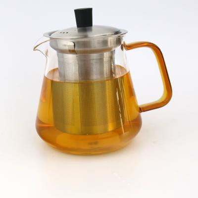 China Sustainable Classic Heat Resistant Teapot Coffee And Glass Teapot Clear With Stainless Steel Infuser for sale