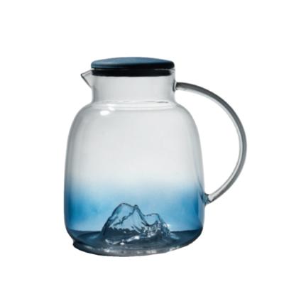 China High Viable Mountain 3D Creative Glass Cup Borosilicate Glass Water Drinking Glass 2 Cups And 1 Teapot for sale