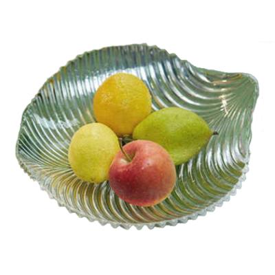 China Viable Wholesale Creative Modern Hot Sale Irregular Style Leaf Shaped Crystal Glass Tray for sale