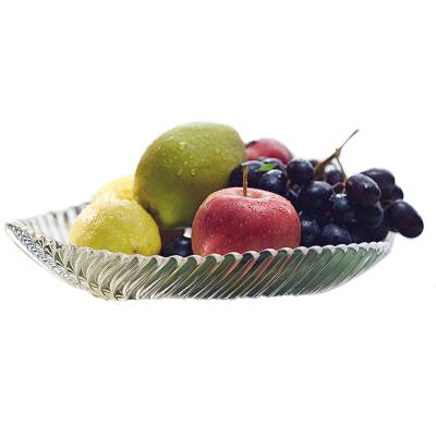 China Sustainable Irregular Leaf Shaped Crystal Glass Tray Leaf Shape Crystal Dish for sale