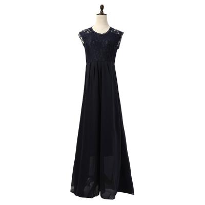 China Both Viable Colors See Though Elegant Sleeveless Chiffon Lace Dinner Party Dresses Summer Wear for sale