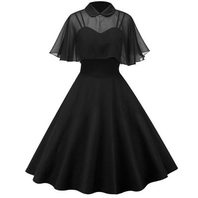 China Anti-Wrinkle Autumn Two Pieces Turn Down Collar Tulle Shawln Turkey Clothing A Line Casual Strap Summer Dress Women for sale