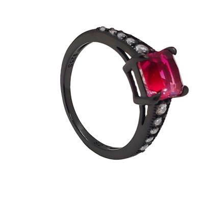 China Fashion Classic Black Gold Red Square Ring Female Engagement Ring Female Cubic Zirconia Wedding Party Ladies Jewelry for sale