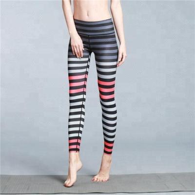 China High Quality Antibacterial Women Compression Leggings Custom Made Yoga Pants Sports Colorful Yoga Pants Printed Striped Yoga Leggings For Women for sale