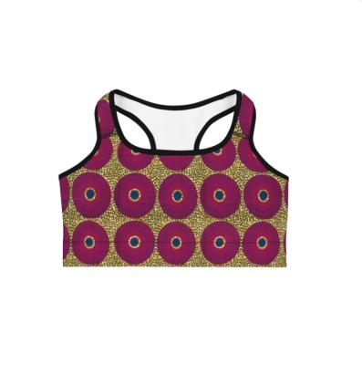 China QUICK DRY Ankara Print Sports Bra Women's Wirelsss Sports Support Bra Manufacturer She Fitted Sports Bra for sale