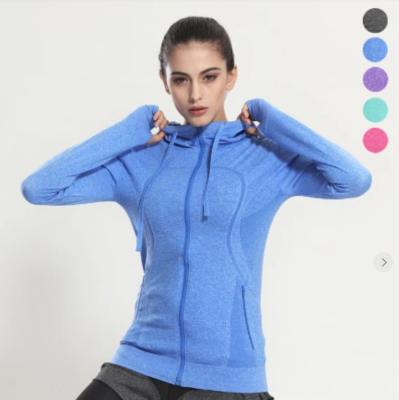 China QUICK DRY Women Full Zip Workout Sports Jackets Slim Fit Long Sleeve Yoga Track Hoodie Thumb Hole Athletic Running Jackets for sale