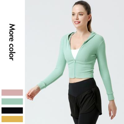 China Yoga Breathable Gym Loungewear For Woman Skinny Long Sleeve Running Bodybuilding Sports Top Fitness Full Zipper for sale