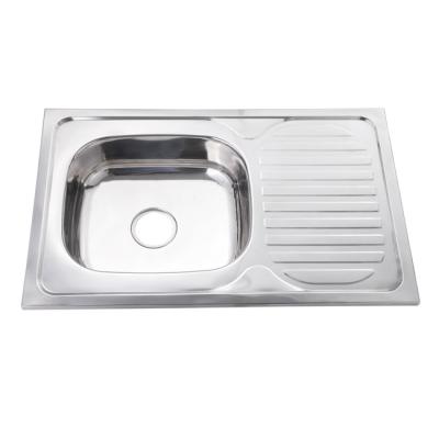 China Without Faucet Wholesale New Product 304/201 Round Single Bowl Large Silver Sink With Drain Plate for sale