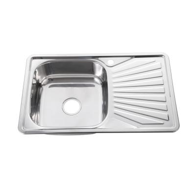 China Without Faucet 2022 Hot Selling Kitchen Machine Single Bowl Stainless Steel Deep Sink With Drain Plate for sale