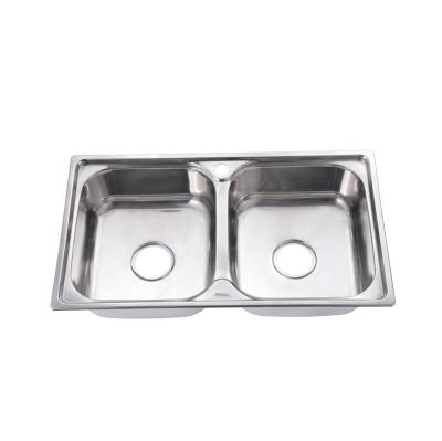 China Without Faucet Factory Price Double Drain Bowl Stainless Steel Undercounter Machine Sink for sale