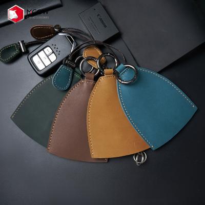 China Brief & Simple Color Mcow Universal Car Key Wallet for Ladies Crazy Horse Cowhide Leather Key Holder Vintage Style LOGO Custom Key Holder Bag for sale