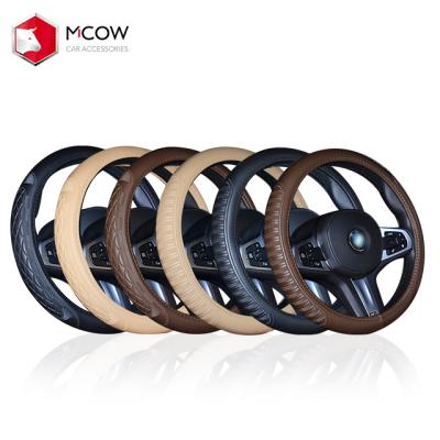 China Highly Fit Universal PU Leather Steering Wheel Cover Grill Protective Cover Car Accessories for sale