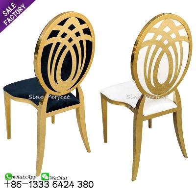 China Contemporary Stainless Steel Wedding Gold Rental Furniture Event Banquet Stackable Chairs For Restaurant Banquet for sale