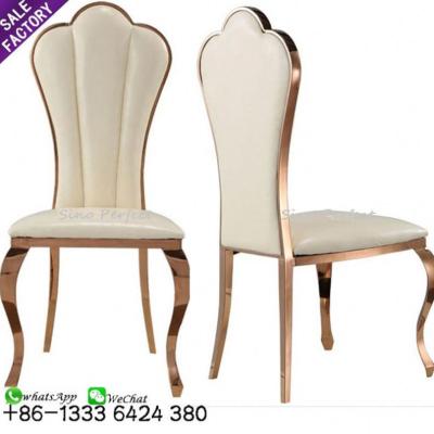 China Commerical Modern Furniture Gold Stainless Steel Frame Royal Wedding Banquet Dining Chair for sale