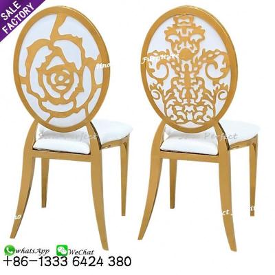 China Banquet Furniture Hotel Contemporary Exquisite Modern Gold Stainless Steel Popular Luxury Wedding Dining Chair for sale