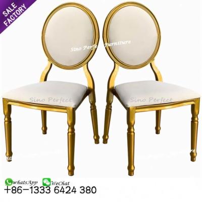 China Modern Gold Metal Stackable Wedding Chair For Banquet for sale