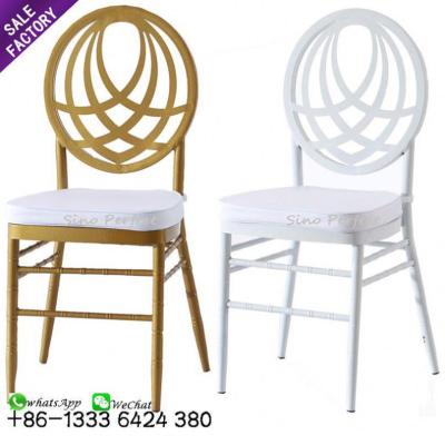 China Modern popular special design white metal luxury stackable round back dining wedding chairs for banquet for sale