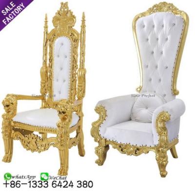 China Wholesale Modern Luxury Royal King Throne Sofa Chairs Wedding White and Gold Wedding Furniture for sale