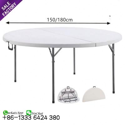 China White HDPE Outdoor Contemporary Commercial Rental Picnic Rental Camping Party Theme BBQ Wedding Banquet Plastic Round Folding Dining Table for sale