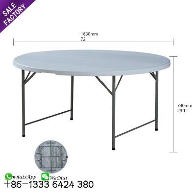 China Contemporary Promotional Cheap White Plastic Cafe Restaurant Outdoor Garden Banquet Dining Table Round Folding for sale