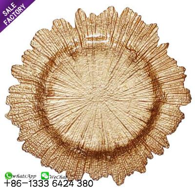 China Disposable Free Sample Cheap Gold Beaded Antique Decoration Wedding Charger Dishes For Event for sale