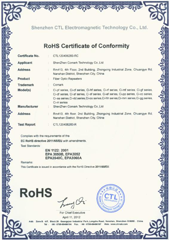 RoHS - Shenzhen Comark Technology Co., Ltd.