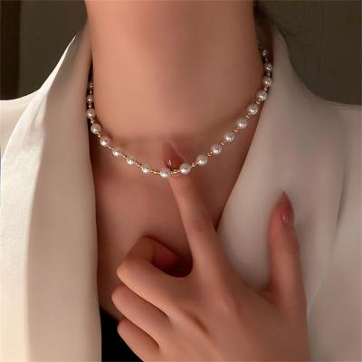 China High quality VKME fashionable simple gold plated pearl necklace for women combine pearl necklace beaded jewelry for sale