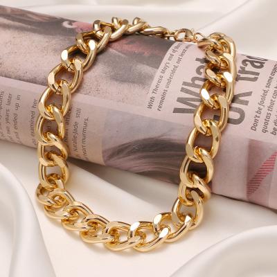 China High Quality VKME Gold Toggle Clasp Trendy Punk Necklace For Women Twist Silver Color Chunky Thick Lock Choker Chain Necklaces for sale