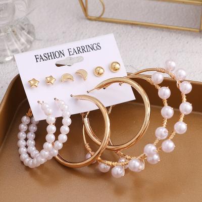 China Oversized Metal Circle Butterfly Heart Flower Earring Crystal Gold Hoop Earrings Set Fashion High Quality VKME Acrylic Pearl For Women for sale