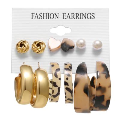 China VKME High Quality Fashion Bohemian Pearl Circle Earrings Set For Women Mixed Designs Leopard Tassel Stud Earring Jewelry for sale