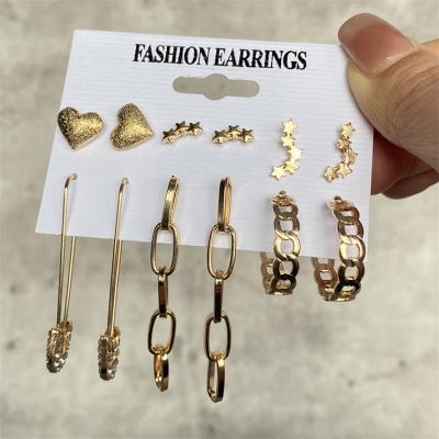 China Fashionable High Quality VKME Multiple Designs Star Heart Charm Earrings Gold Stick Set Tassels Drop Circle Earrings For Women Jewelry Gift for sale