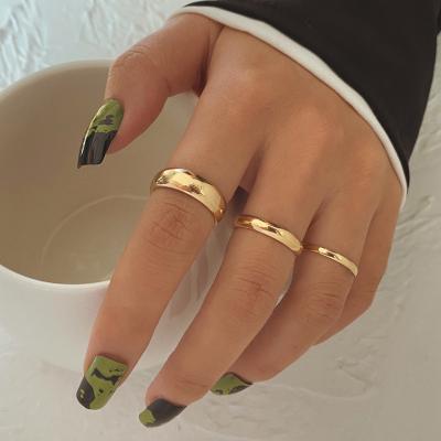 China Wholesale New Simple High Quality VKME Gold Rings Sets For Women Men Women Minimalist Metal Smooth Polished Ring Set Jewelry for sale