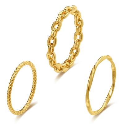 China High Quality VKME Statistical Institute New Minimalist Style Thin Gold Rings Set Single Knuckle Finger Chain Ring Set For Women Girls for sale