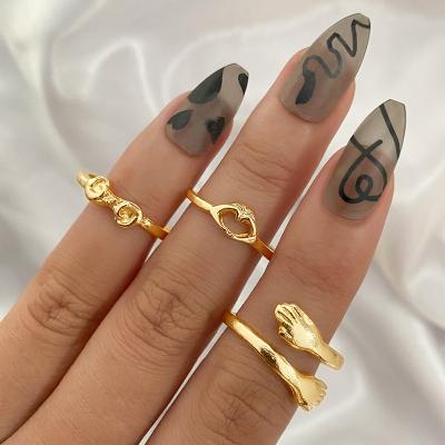 China New High Quality VKME Gold Hot Selling Fashionable Punk Rings Set Opening Circle Ring Joint Rings Women Party Jewelry for sale