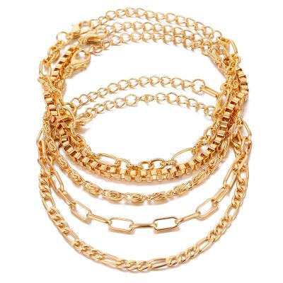 China High Quality Wholesale Punk Limit Cuban Chain Bracelets Set For Women Miami Boho Gold Color Thick Charm Bracelets Bangles Fashion Jewelry for sale