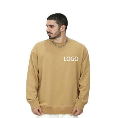 China New Design OEM Anti-wrinkle Crewneck Sweater Solid Custom Logo Drop-Shoulder Sweatshirt Men Hoodies Cotton Pullover for sale