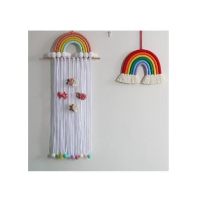 China Nordic High Quality Minimalist Hair Bulb Storage With Wall Decoration In Children's Room Rainbow Tiara Woven Finish Rack for sale