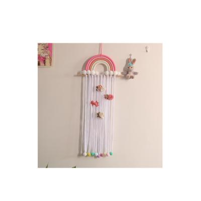 China Minimalist Handmade Cotton Rope Rainbow Tiara Storage With Kids Room Wall Decor Woven Rainbow Tiara Finish Stand for sale