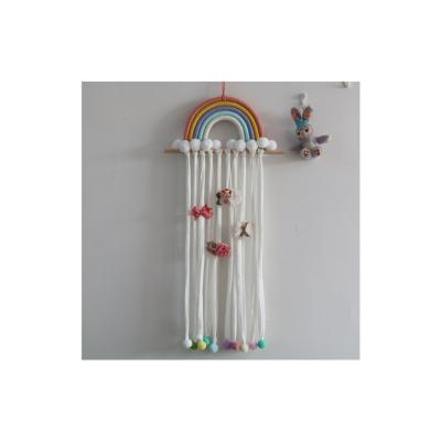 China Minimalist Rainbow Hairpin Storage with Kids Room Wall Decoration Woven Rainbow Tiara Finishing Holder for sale