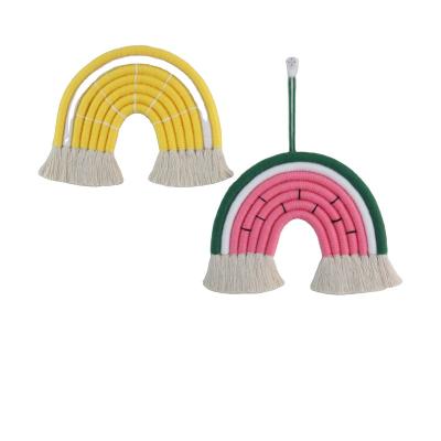 China Nordic Minimalist Rainbow Storage Room Decoration Woven Kids Home Hanging Rainbow Lace Up Rainbow Headdress Shelf Finishing Belt for sale