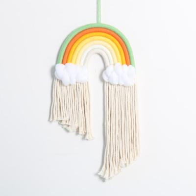 China Minimalist ins weave a rainbow woven hanging head hanging of the rainbow tassel storage cloud rainbow kids room for sale