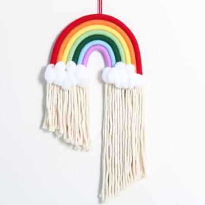 China Home Decoration Cloud Tassel Rainbow Kids Room Minimalist Woven Hanging Woven Main Wall Hanging for sale