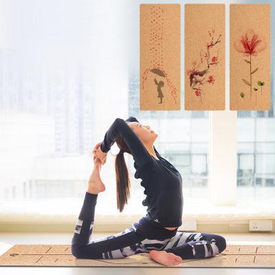 China China Manufacturer Wholesale 183*66*0.5cm Private Label Printing Durable Washable Waterproof Anti-Slip Cork And Custom Eco-Friendly Natural Rubber Pilates Yoga Mats for sale