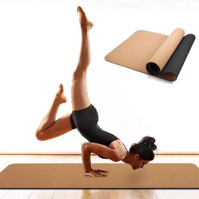 China Custom Made Cork Yoga Mat Strip Print Goods Yoga Exercise Mats Black Eco-Friendly High Density Non-Slip Mats Waterproof Washable Anti-Slip Yoga Mats for sale